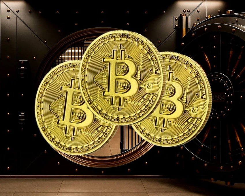 3 Tokens Bitcoin banhados a ouro em case acrílico - Frete Grátis