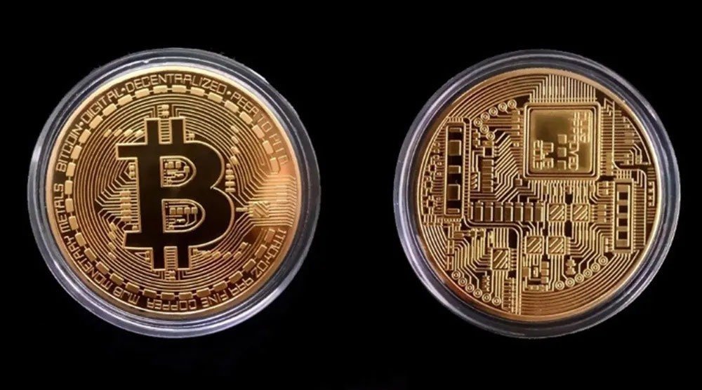 3 Tokens Bitcoin banhados a ouro em case acrílico - Frete Grátis - Imagem 5